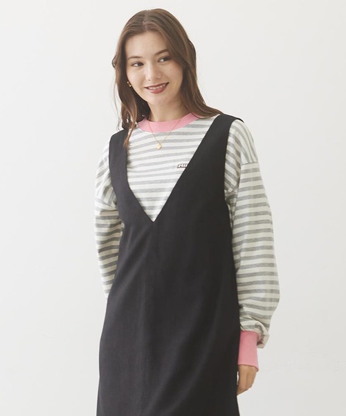 MILKFED.(ミルクフェド)の「BAR LOGO STRIPED TOP(Tシャツ/カットソー・レディース・ブラック/アッシュ/ベージュ・ONE SIZE)」の1枚目の写真