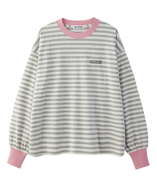 MILKFED.(ミルクフェド)の「BAR LOGO STRIPED TOP(Tシャツ/カットソー・レディース・ブラック/アッシュ/ベージュ・ONE SIZE)」の4枚目の写真