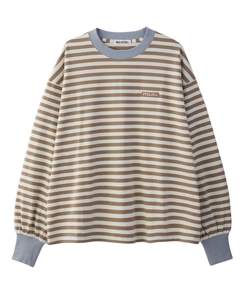 MILKFED.(ミルクフェド)の「BAR LOGO STRIPED TOP(Tシャツ/カットソー・レディース・ブラック/アッシュ/ベージュ・ONE SIZE)」の5枚目の写真