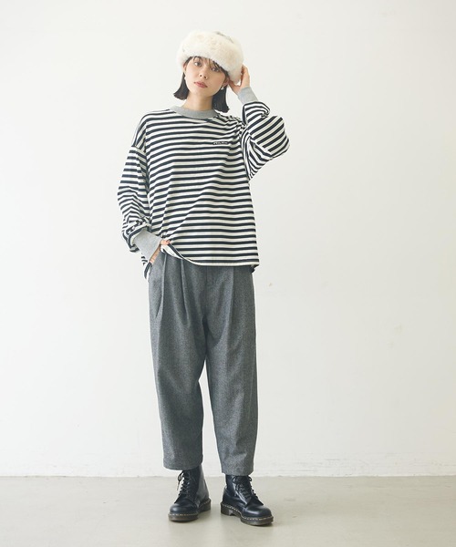 MILKFED.(ミルクフェド)の「BAR LOGO STRIPED TOP(Tシャツ/カットソー・レディース・ブラック/アッシュ/ベージュ・ONE SIZE)」の16枚目の写真