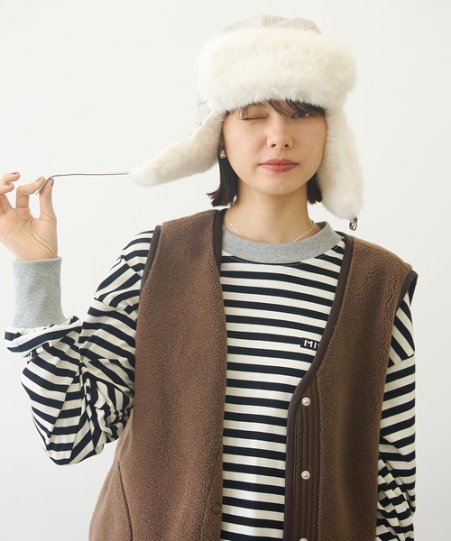 MILKFED.(ミルクフェド)の「BAR LOGO STRIPED TOP(Tシャツ/カットソー・レディース・ブラック/アッシュ/ベージュ・ONE SIZE)」の20枚目の写真