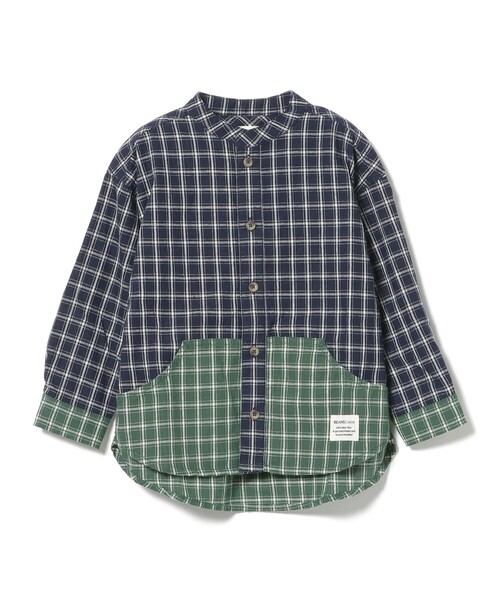 BEAMS mini（ビームスミニ）の「カンガルーポケット シャツ 2024FW（90～150cm）（シャツ/ブラウス・キッズ・ブラウン系その他5/ネイビー・100/110/120/130/140/150/90）」の8枚目の写真