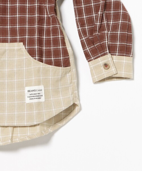 BEAMS mini（ビームスミニ）の「カンガルーポケット シャツ 2024FW（90～150cm）（シャツ/ブラウス・キッズ・ブラウン系その他5/ネイビー・100/110/120/130/140/150/90）」の11枚目の写真