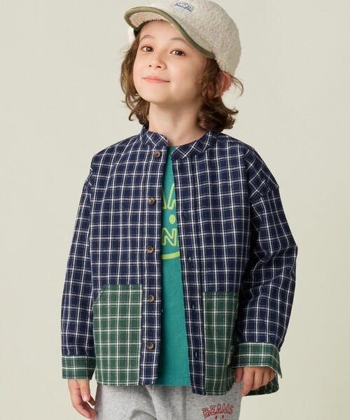 BEAMS mini（ビームスミニ）の「カンガルーポケット シャツ 2024FW（90～150cm）（シャツ/ブラウス・キッズ・ブラウン系その他5/ネイビー・100/110/120/130/140/150/90）」の19枚目の写真