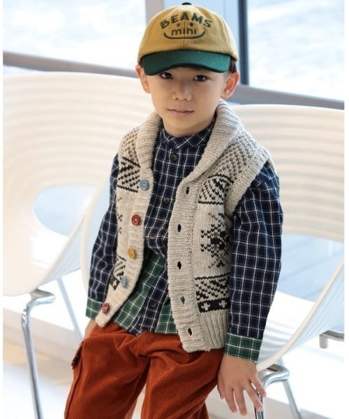 BEAMS mini（ビームスミニ）の「カンガルーポケット シャツ 2024FW（90～150cm）（シャツ/ブラウス・キッズ・ブラウン系その他5/ネイビー・100/110/120/130/140/150/90）」の18枚目の写真