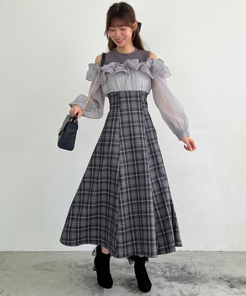 マジェスティックレゴン　ウエストきゅっとミルフィーユワンピ セール】ウエストきゅっとミルフィーユワンピ（ワンピース