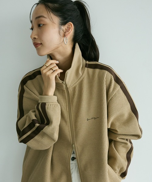 CRAFT STANDARD BOUTIQUE（クラフトスタンダードブティック）の「トラックジャケット　◆（ジャージ・レディース・ベージュ/ブラウン/グリーン/アイボリー/ブラック/レッド系その他5・M/L/XL）」の5枚目の写真