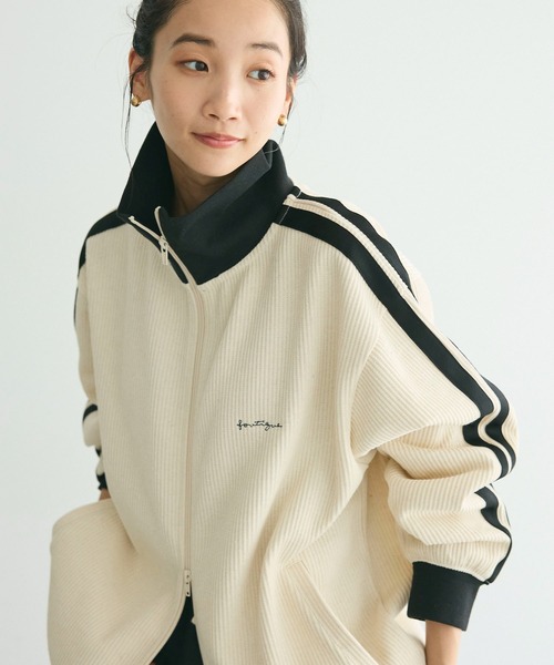 CRAFT STANDARD BOUTIQUE（クラフトスタンダードブティック）の「トラックジャケット　◆（ジャージ・レディース・ベージュ/ブラウン/グリーン/アイボリー/ブラック/レッド系その他5・M/L/XL）」の2枚目の写真