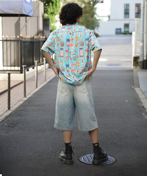 ワイドパンツ ジーンズ ウォッシュデニム アメリカン レトロ 新品 AMERICAN VINTAGE アメリカンヴィンテージ ケミカル