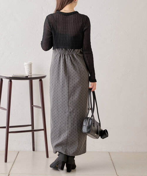 ドット柄 キャミワンピース S〜XL カーディガンセット ドットキャミワンピカーディガンセット Black – honono for mom&baby