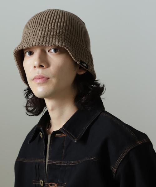 RACAL（ラカル）の「RACAL/別注 Knit Bucket Hat（ハット・メンズ・ブルーグレー/オフホワイト/ブラック/モカ・FREE）」の8枚目の写真