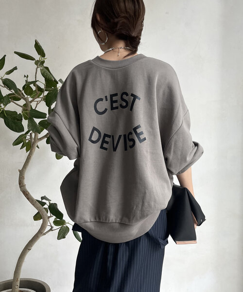 DouDou(ドゥドゥ)の「【WEB限定】 CEST DEVISE 2WAYプルオーバー(Tシャツ/カットソー・レディース・グレー/ブラック/ホワイト系その他・FREE)」の1枚目の写真