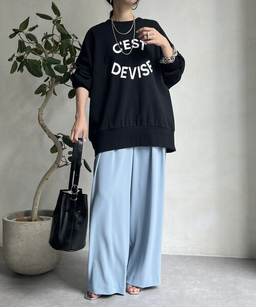 DouDou(ドゥドゥ)の「【WEB限定】 CEST DEVISE 2WAYプルオーバー(Tシャツ/カットソー・レディース・グレー/ブラック/ホワイト系その他・FREE)」の5枚目の写真