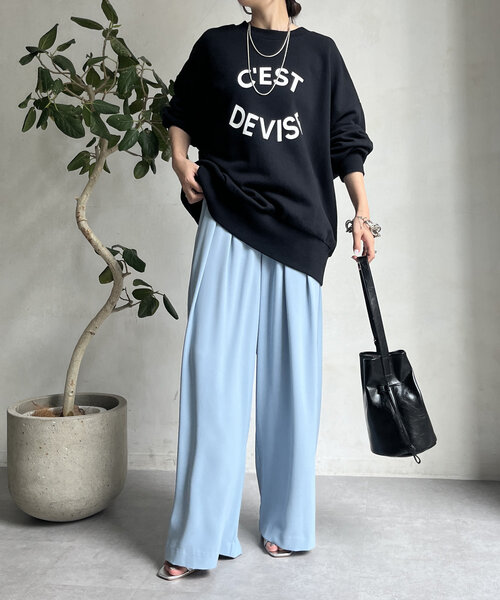 DouDou(ドゥドゥ)の「【WEB限定】 CEST DEVISE 2WAYプルオーバー(Tシャツ/カットソー・レディース・グレー/ブラック/ホワイト系その他・FREE)」の6枚目の写真