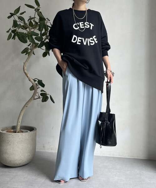 DouDou(ドゥドゥ)の「【WEB限定】 CEST DEVISE 2WAYプルオーバー(Tシャツ/カットソー・レディース・グレー/ブラック/ホワイト系その他・FREE)」の7枚目の写真