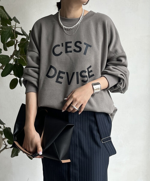 DouDou(ドゥドゥ)の「【WEB限定】 CEST DEVISE 2WAYプルオーバー(Tシャツ/カットソー・レディース・グレー/ブラック/ホワイト系その他・FREE)」の20枚目の写真