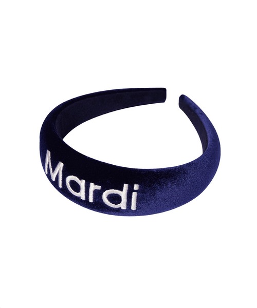 Mardi Mercredi（マルディメクルディ）の「HAIR BAND LOGO EMBELLISHMENT VELVET（ヘアバンド・レディース・ネイビー/グリーン/ブラウン/ブルー/ブラック・FREE）」の4枚目の写真