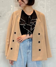 ノーカラーダブルジャケット