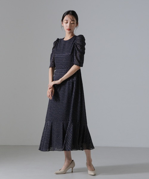 troisiemeCHACO(トロワズィエムチャコ)の「troisieme chaco/カットジャガードワンピース(ワンピース・レディース・ブラック/ネイビー・38)」の2枚目の写真