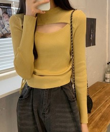 胸元セクシー」に該当するトップス（イエロー/黄色系・長袖