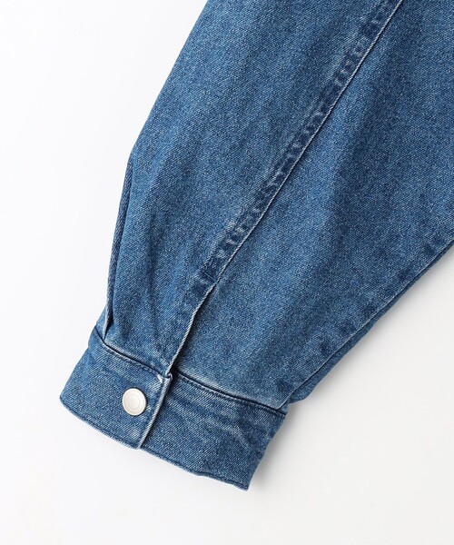 green label relaxing（グリーンレーベルリラクシング）の「TJ ノーカーラー デニムジャケット / キッズ  140cm-160C㎝ - ストレッチ -（デニムジャケット・キッズ・ブラック/コバルトブルー・150cm/160cm/140cm）」の6枚目の写真