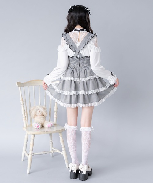 ハートビジューレースアップリボンフレアスカート（スカート）｜DearMyLove（ディアマイラブ）