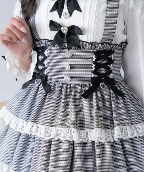 ディアマイラブ♡ハートビジューレースアップリボンフレアスカートM ハートビジューレースアップリボンフレアスカート – レディース