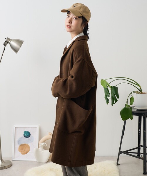 FREAK'S STORE(フリークスストア)の「BASISBROEK/バージスブルック MARCH/マーチ/ウールロングコート(チェスターコート・レディース・ブラック/オリーブ/ブラウン・1)」の8枚目の写真