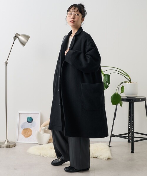 FREAK'S STORE(フリークスストア)の「BASISBROEK/バージスブルック MARCH/マーチ/ウールロングコート(チェスターコート・レディース・ブラック/オリーブ/ブラウン・1)」の19枚目の写真