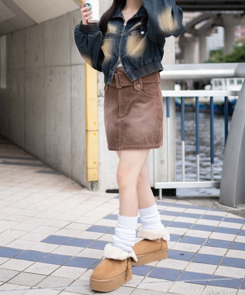 WEGO（ウィゴー）の「WEGO/ヴィンテージウォッシュコーデュロイミニスカート（スカート・レディース・チャコール/ベージュ・FREE）」の13枚目の写真