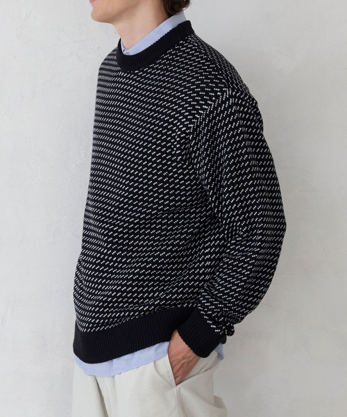 coca（coca）（コカ）の「バーズアイニットトップス（ニット/セーター・メンズ・グレー/ブラック・XL/L/M）」の5枚目の写真