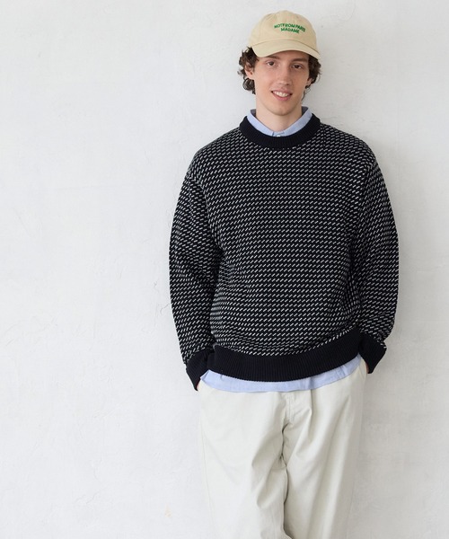 coca（coca）（コカ）の「バーズアイニットトップス（ニット/セーター・メンズ・グレー/ブラック・XL/L/M）」の3枚目の写真