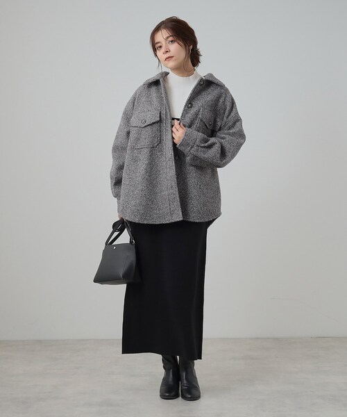 Cutie Blonde(キューティーブロンド)の「◆【S-LL】シーズンムード漂うブークレ調CPOジャケット(テーラードジャケット・レディース・ブラック/ライトベージュ/グレー・02/03/04/01)」の6枚目の写真