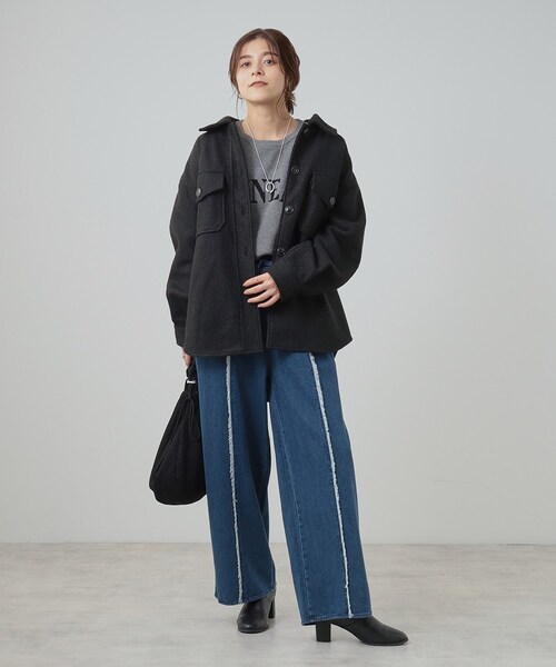 Cutie Blonde(キューティーブロンド)の「◆【S-LL】シーズンムード漂うブークレ調CPOジャケット(テーラードジャケット・レディース・ブラック/ライトベージュ/グレー・02/03/04/01)」の10枚目の写真