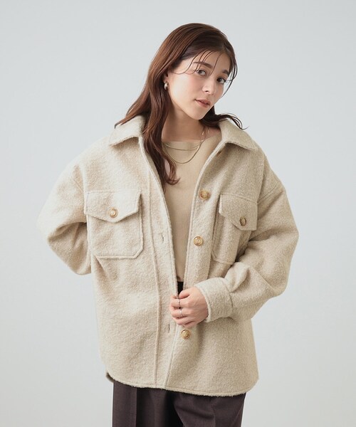 Cutie Blonde(キューティーブロンド)の「◆【S-LL】シーズンムード漂うブークレ調CPOジャケット(テーラードジャケット・レディース・ブラック/ライトベージュ/グレー・02/03/04/01)」の12枚目の写真