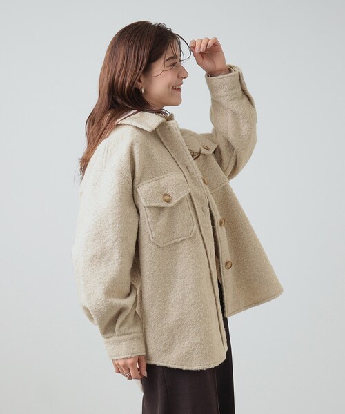 セール】【S-LL】シーズンムード漂うブークレ調CPOジャケット