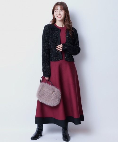 ジャスグリッティ(JUSGLITTY) キラキラフェザーカーディガン