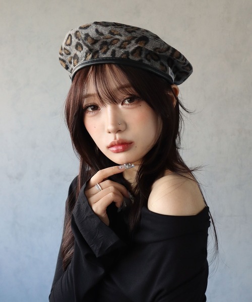 BARELY BLUE（ベアリーブルー）の「【 BARELY BLUE / ベアリーブルー 】 レオパード パイピング ベレー帽（ハンチング/ベレー帽・レディース・ベージュ/グレー/チャコールグレー・FREE）」の18枚目の写真