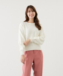 ビジューパール付きニット