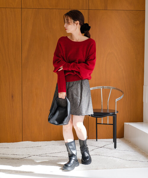 Kastane（カスタネ）の「*【セットアップ対応】ジャガードミニスカート（スカート・レディース・ブラウン/ブラック・FREE）」の4枚目の写真