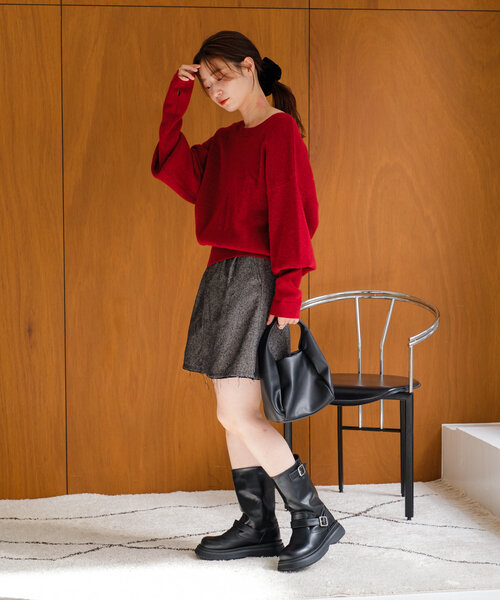 Kastane（カスタネ）の「*【セットアップ対応】ジャガードミニスカート（スカート・レディース・ブラウン/ブラック・FREE）」の5枚目の写真