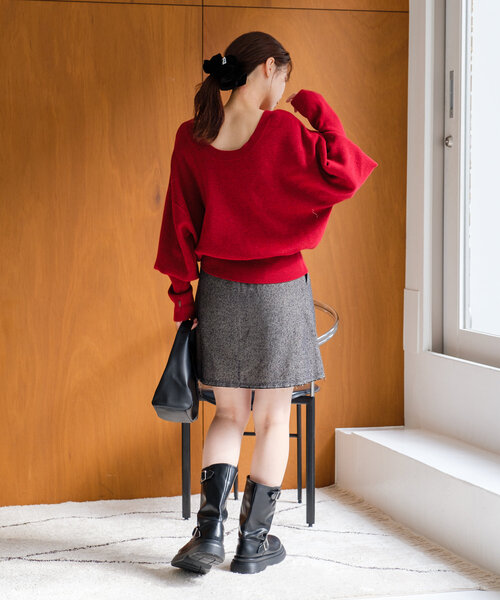 Kastane（カスタネ）の「*【セットアップ対応】ジャガードミニスカート（スカート・レディース・ブラウン/ブラック・FREE）」の6枚目の写真