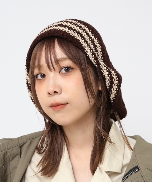 RNA（アールエヌエー）の「E5066 ボーダールーズニットタム（ニットキャップ/ビーニー・レディース・杢グレー/ブラウン/ブラック・FREE）」の8枚目の写真