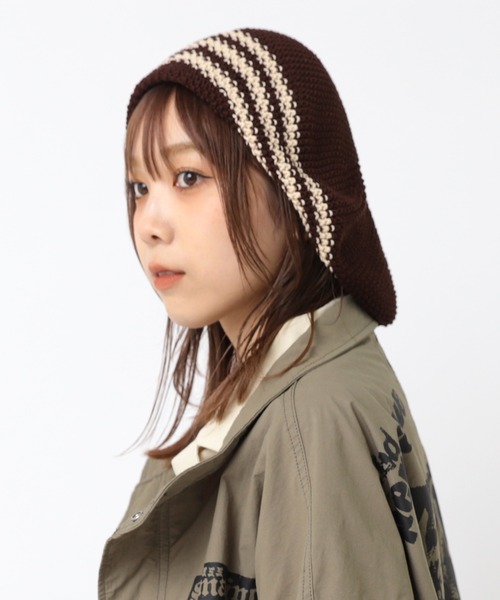 RNA（アールエヌエー）の「E5066 ボーダールーズニットタム（ニットキャップ/ビーニー・レディース・杢グレー/ブラウン/ブラック・FREE）」の9枚目の写真