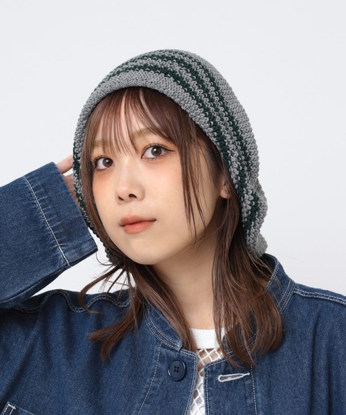 RNA（アールエヌエー）の「E5066 ボーダールーズニットタム（ニットキャップ/ビーニー・レディース・杢グレー/ブラウン/ブラック・FREE）」の4枚目の写真