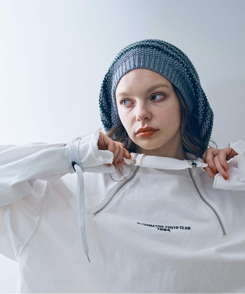 RNA（アールエヌエー）の「E5066 ボーダールーズニットタム（ニットキャップ/ビーニー・レディース・杢グレー/ブラウン/ブラック・FREE）」の21枚目の写真