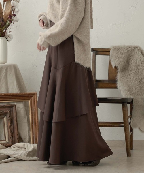 Ambre Neige(アンブルネージュ)の「ティアードスカート/WEB/EC限定商品(スカート・レディース・ダークブラウン/ブラック・FREE)」の11枚目の写真