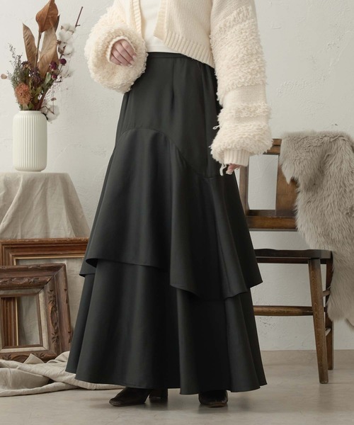 Ambre Neige(アンブルネージュ)の「ティアードスカート/WEB/EC限定商品(スカート・レディース・ダークブラウン/ブラック・FREE)」の13枚目の写真