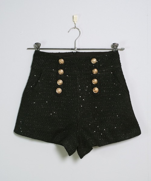 shopnikoniko（ショップニコニコ）の「ダブルボタン ラメツイード ショートパンツ（その他パンツ・レディース・ブラック/ホワイト・フリー）」の15枚目の写真