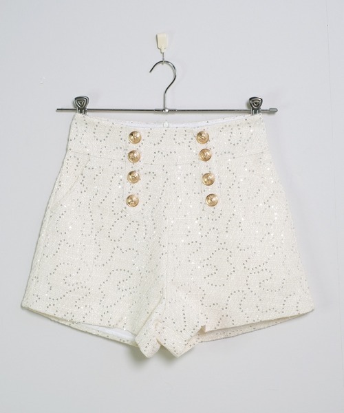 shopnikoniko（ショップニコニコ）の「ダブルボタン ラメツイード ショートパンツ（その他パンツ・レディース・ブラック/ホワイト・フリー）」の14枚目の写真